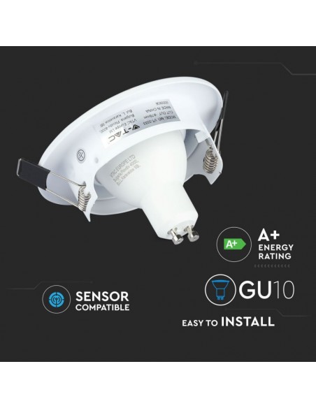 8883-Portafaretto LED da Incasso Rotondo  con Faretto GU Colore Bianco  Confezione  Pezzi-7