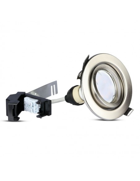 8886-Portafaretto LED da Incasso Rotondo  con Faretto GU Colore Nichel Satinato   Pezzi-1