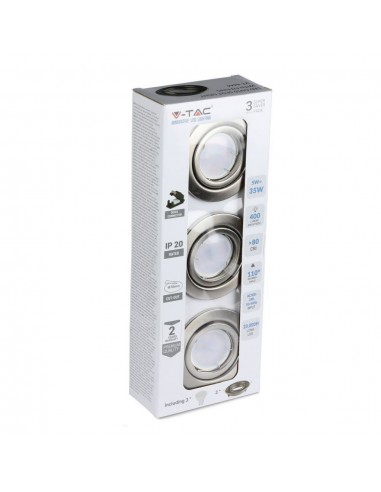 8886-Portafaretto LED da Incasso Rotondo  con Faretto GU Colore Nichel Satinato   Pezzi-2