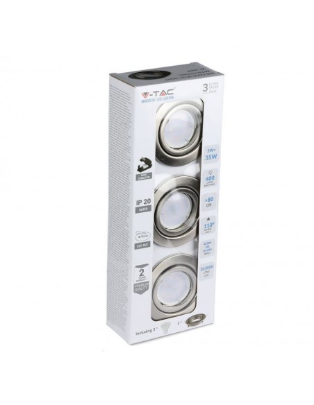 8886-Portafaretto LED da Incasso Rotondo  con Faretto GU Colore Nichel Satinato   Pezzi-2