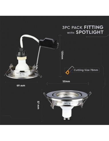 8886-Portafaretto LED da Incasso Rotondo  con Faretto GU Colore Nichel Satinato   Pezzi-3