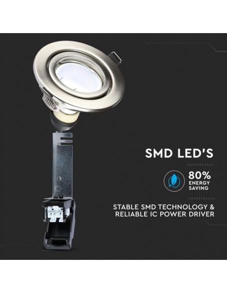 8886-Portafaretto LED da Incasso Rotondo  con Faretto GU Colore Nichel Satinato   Pezzi-5