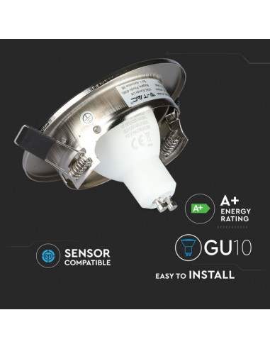 8886-Portafaretto LED da Incasso Rotondo  con Faretto GU Colore Nichel Satinato   Pezzi-6