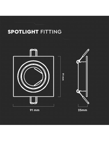 8937-Portafaretto LED da Incasso Quadrato GU e GU MR in Alluminio Colore Nero Orientabile-3