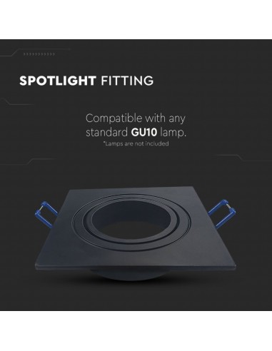8937-Portafaretto LED da Incasso Quadrato GU e GU MR in Alluminio Colore Nero Orientabile-7