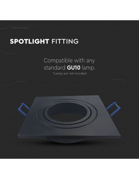 8937-Portafaretto LED da Incasso Quadrato GU e GU MR in Alluminio Colore Nero Orientabile-7