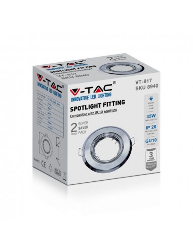 8940-Portafaretto LED da Incasso Rotondo GU Colore Cromato Box  Pezzi-2