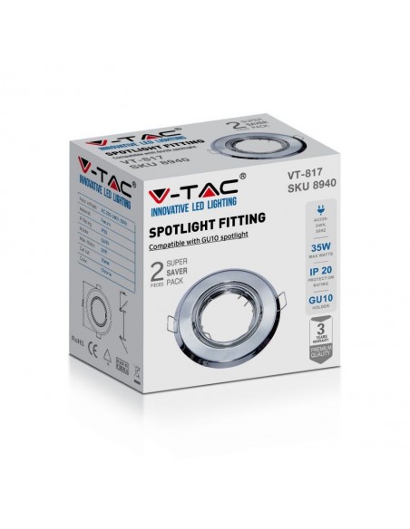 8940-Portafaretto LED da Incasso Rotondo GU Colore Cromato Box  Pezzi-2