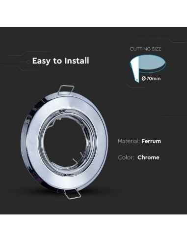 8940-Portafaretto LED da Incasso Rotondo GU Colore Cromato Box  Pezzi-7