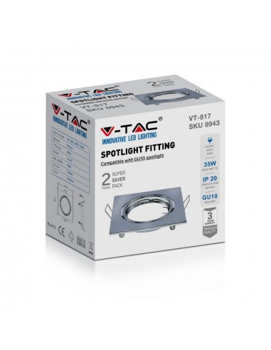 8943-Portafaretto LED da Incasso Quadrato GU Colore Cromato Box  Pezzi-2