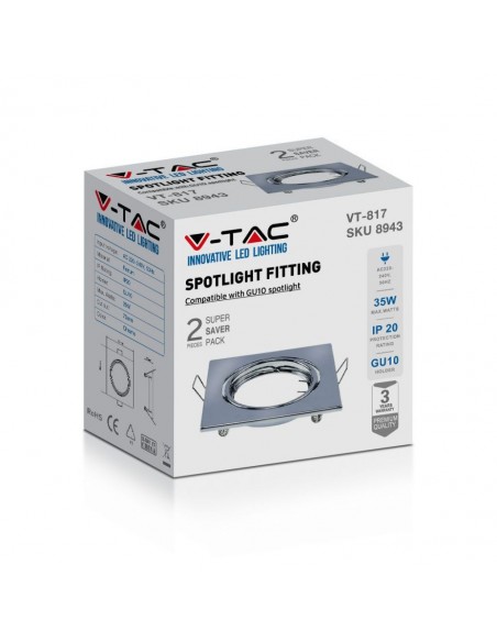 8943-Portafaretto LED da Incasso Quadrato GU Colore Cromato Box  Pezzi-2