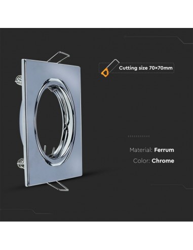 8943-Portafaretto LED da Incasso Quadrato GU Colore Cromato Box  Pezzi-5