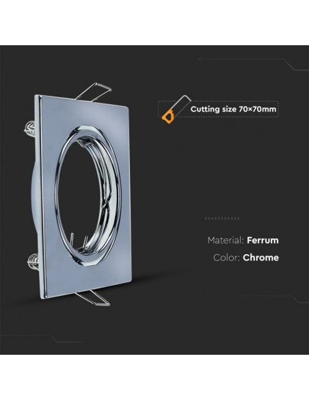 8943-Portafaretto LED da Incasso Quadrato GU Colore Cromato Box  Pezzi-5