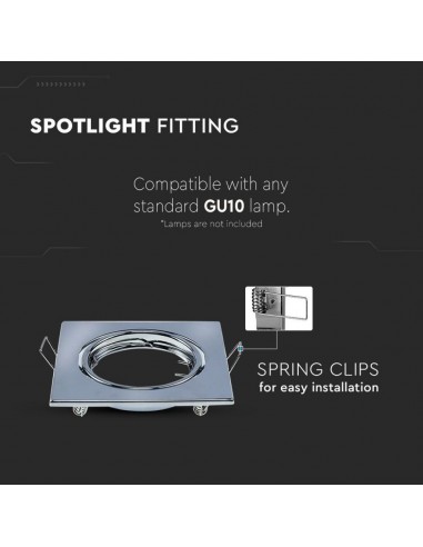 8943-Portafaretto LED da Incasso Quadrato GU Colore Cromato Box  Pezzi-6
