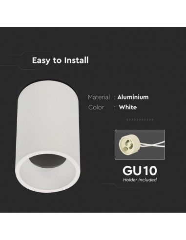 8944-Portafaretto LED Montaggio a Plafone Rotondo GU Corpo Bianco-6