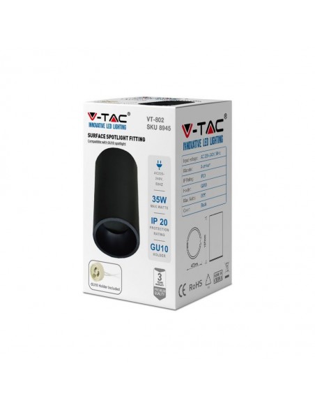 8945-Portafaretto LED Montaggio a Plafone Rotondo GU Corpo Nero-2