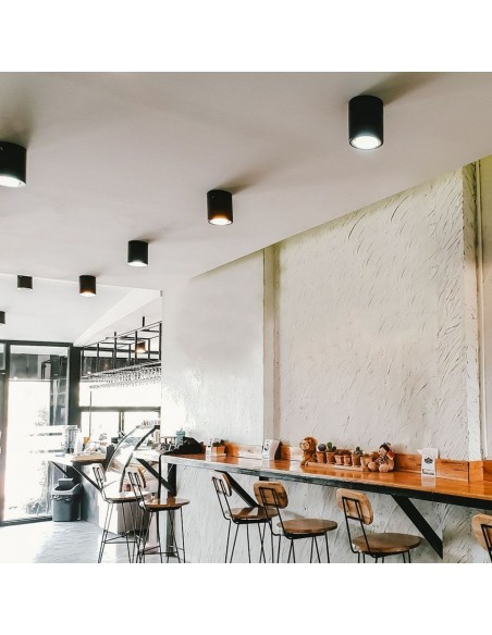 8945-Portafaretto LED Montaggio a Plafone Rotondo GU Corpo Nero-4