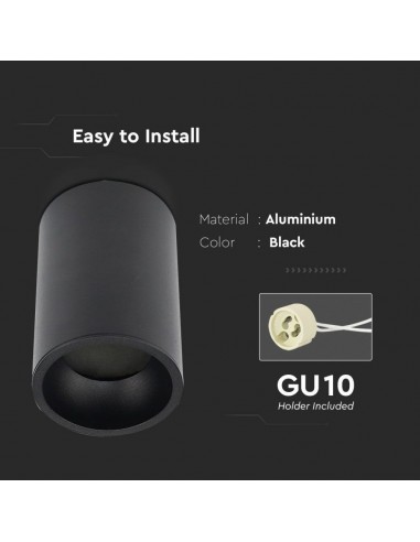 8945-Portafaretto LED Montaggio a Plafone Rotondo GU Corpo Nero-6