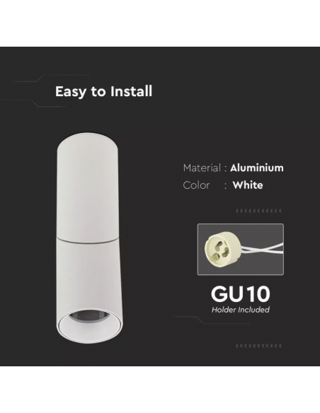 8946-Portafaretto LED Montaggio a Plafone GU Corpo Bianco-7