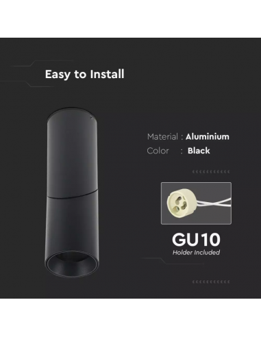 8947-Portafaretto LED Montaggio a Plafone GU Corpo Nero-4