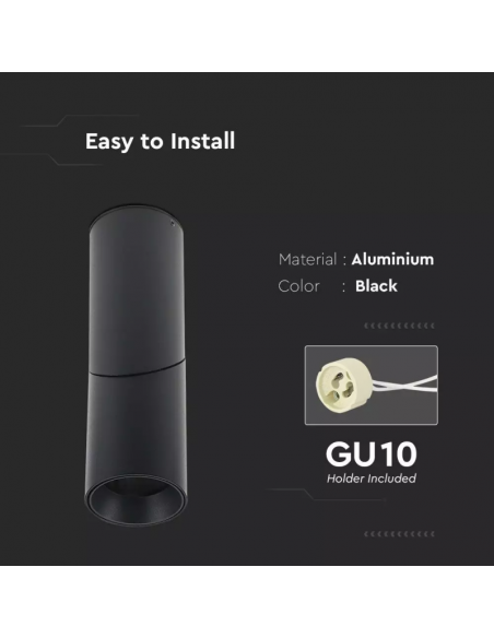 8947-Portafaretto LED Montaggio a Plafone GU Corpo Nero-4