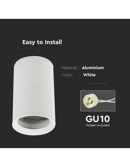 8948-Portafaretto LED Montaggio a Plafone Rotondo GU Corpo Bianco  H  mm -6