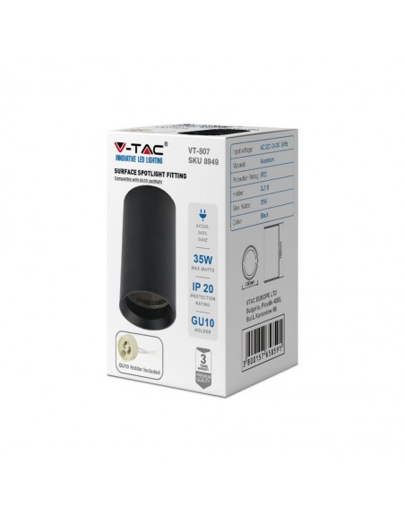 8949-Portafaretto LED Montaggio a Plafone Rotondo GU Corpo Nero Hmm-2