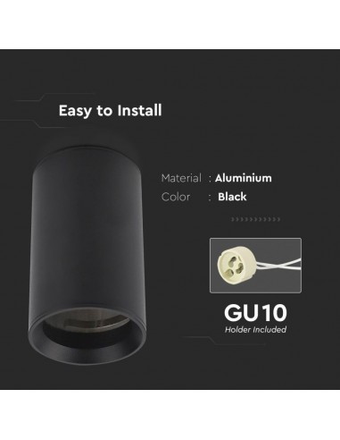 8949-Portafaretto LED Montaggio a Plafone Rotondo GU Corpo Nero Hmm-6