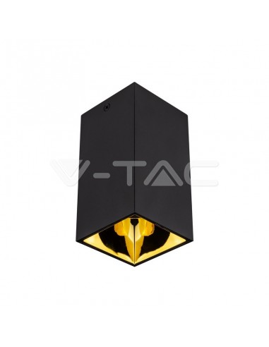 8956-Portafaretto LED Montaggio a Plafone Quadrato GU Corpo Nero Riflettore Oro-4