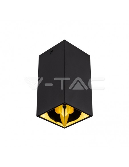 8956-Portafaretto LED Montaggio a Plafone Quadrato GU Corpo Nero Riflettore Oro-4