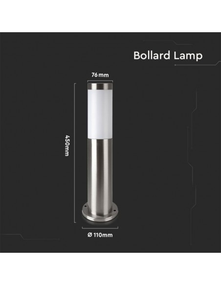 8958-Piantana LED da Giardino con Portalampada E max  in Acciaio Inossidabile h cm IP-2