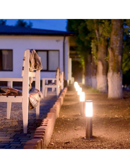 8958-Piantana LED da Giardino con Portalampada E max  in Acciaio Inossidabile h cm IP-3