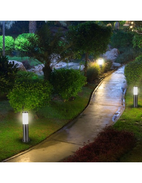 8958-Piantana LED da Giardino con Portalampada E max  in Acciaio Inossidabile h cm IP-4