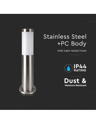8958-Piantana LED da Giardino con Portalampada E max  in Acciaio Inossidabile h cm IP-6