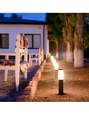 8959-Piantana LED da Giardino cm con Portalampada E max  in Acciaio Inossidabile Grigio IP-2