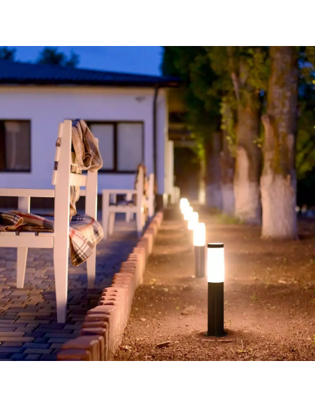 8959-Piantana LED da Giardino cm con Portalampada E max  in Acciaio Inossidabile Grigio IP-2