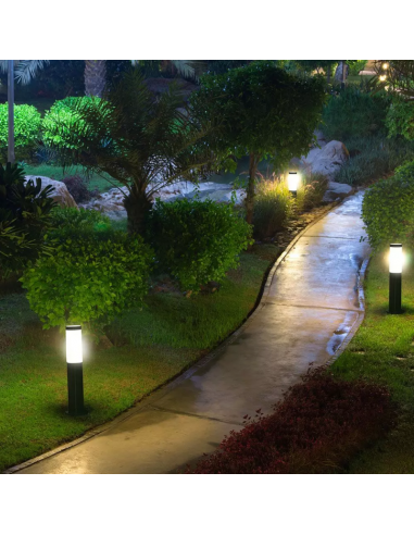 8959-Piantana LED da Giardino cm con Portalampada E max  in Acciaio Inossidabile Grigio IP-3