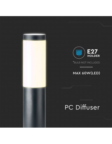 8959-Piantana LED da Giardino cm con Portalampada E max  in Acciaio Inossidabile Grigio IP-4