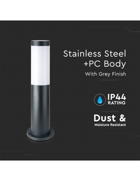8959-Piantana LED da Giardino cm con Portalampada E max  in Acciaio Inossidabile Grigio IP-5