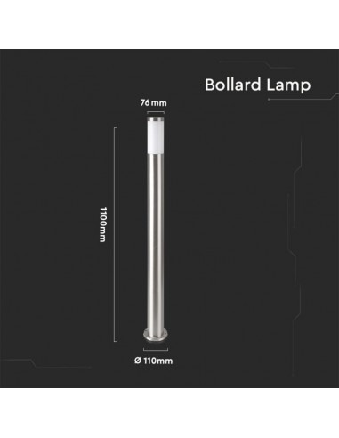 8962-Piantana LED da Giardino cm con Portalampada E max  in Acciaio Inossidabile IP-2