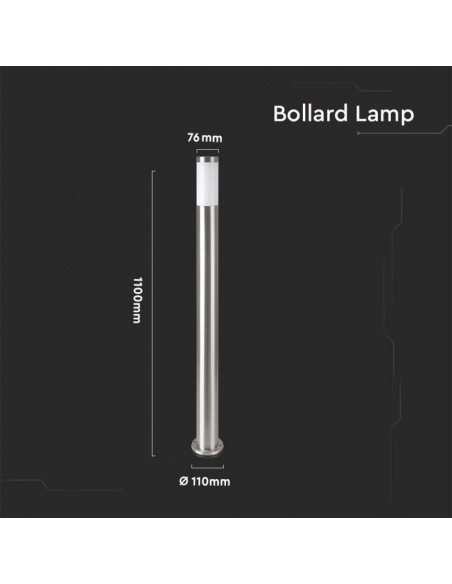 8962-Piantana LED da Giardino cm con Portalampada E max  in Acciaio Inossidabile IP-2