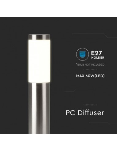 8962-Piantana LED da Giardino cm con Portalampada E max  in Acciaio Inossidabile IP-6