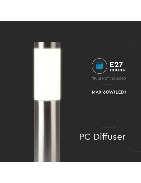 8962-Piantana LED da Giardino cm con Portalampada E max  in Acciaio Inossidabile IP-6