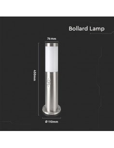 8964-Piantana LED da Giardino cm con Portalampada E e sensore di movimento max  in Acciaio Inossidabile IP-1 2