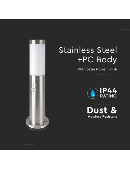 8964-Piantana LED da Giardino cm con Portalampada E e sensore di movimento max  in Acciaio Inossidabile IP-5