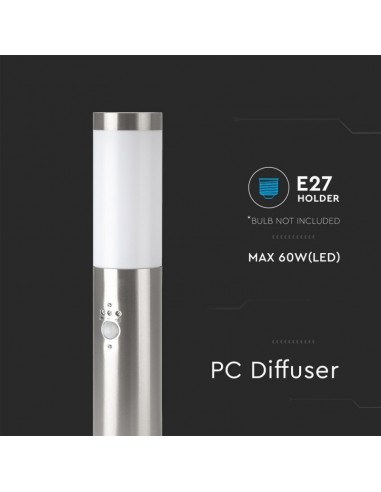 8964-Piantana LED da Giardino cm con Portalampada E e sensore di movimento max  in Acciaio Inossidabile IP-6