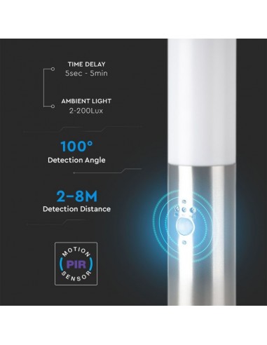 8964-Piantana LED da Giardino cm con Portalampada E e sensore di movimento max  in Acciaio Inossidabile IP-7