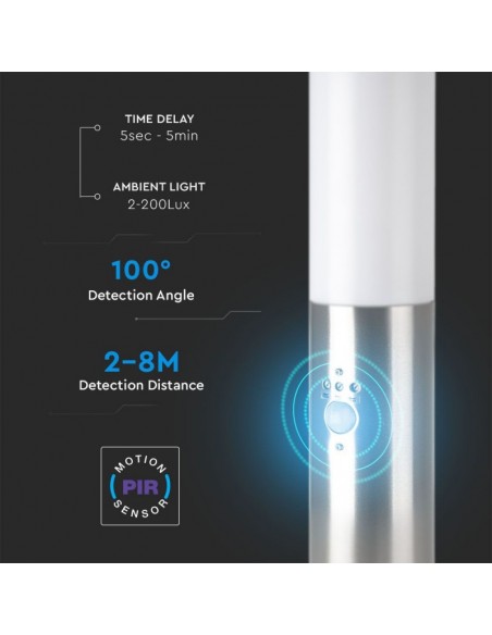 8964-Piantana LED da Giardino cm con Portalampada E e sensore di movimento max  in Acciaio Inossidabile IP-7