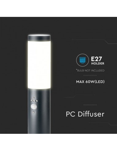 8965-Piantana LED da Giardino cm con Portalampada E e Sensore di movimento max  in Acciaio Inossidabile IP Colore Grigio-5