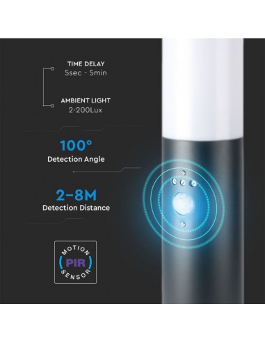 8965-Piantana LED da Giardino cm con Portalampada E e Sensore di movimento max  in Acciaio Inossidabile IP Colore Grigio-6